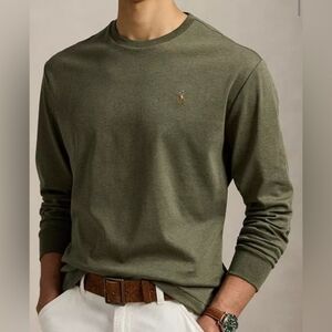 Polo Ralph Lauren Olive V-Neck Long Sleeve T-Shirt Size L